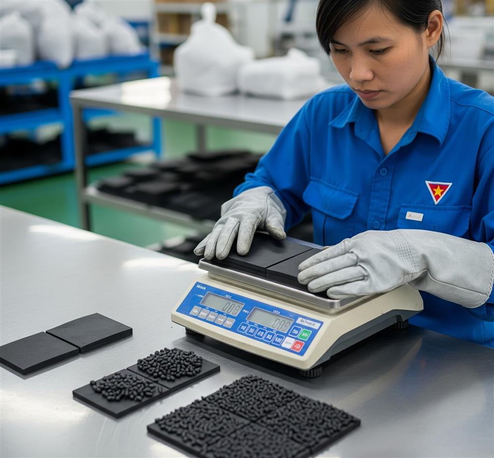 chuẩn bị nguyên liệu ép nén cao su